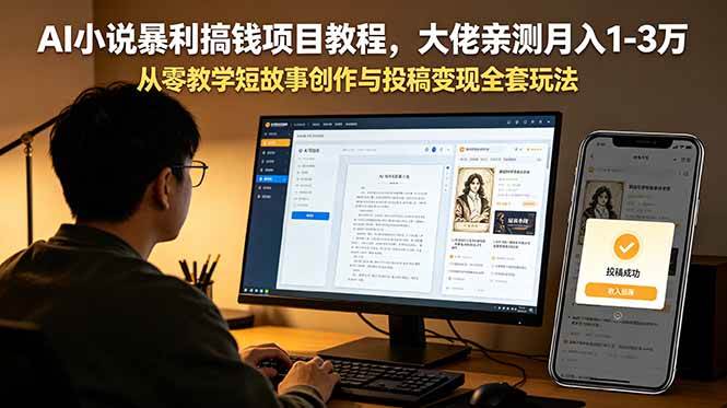 （18898期）AI小说暴利搞钱项目教程，大佬亲测月入1-3万，从零教学短故事创作与投稿变现全套玩法祝你网--专注互联网创业.信息差副业研究拒绝割韭菜祝你网