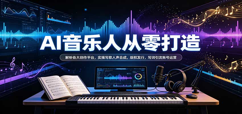 7f2427618e5423858b393d08b0960458.jpeg AI音乐人从零打造:解析各大创作平台,实操写歌人声合成,版权发行,写词引流账号运营