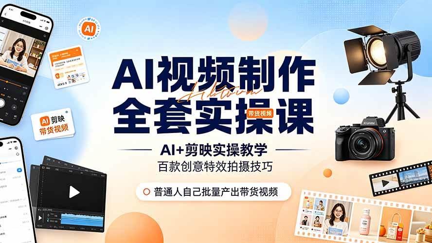 7f6b87ae7466d7563d15c30b1d388cff.jpeg (19200期)AI视频制作全套实操课,多款AI工具搭配剪映教学,百种特效运镜拍摄实操,抖音账号带货运营全覆盖
