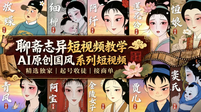 7ffc53a865a80056506fcdf143235899.webp 聊斋志异短视频教学,AI原创国风系列短视频,精选独家丨起号收徒丨接商单