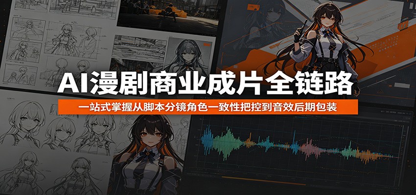 AI漫剧商业成片全链路:一站式掌握从脚本分镜角色一致性把控到音效后期包装祝你网--专注互联网创业.信息差副业研究拒绝割韭菜祝你网