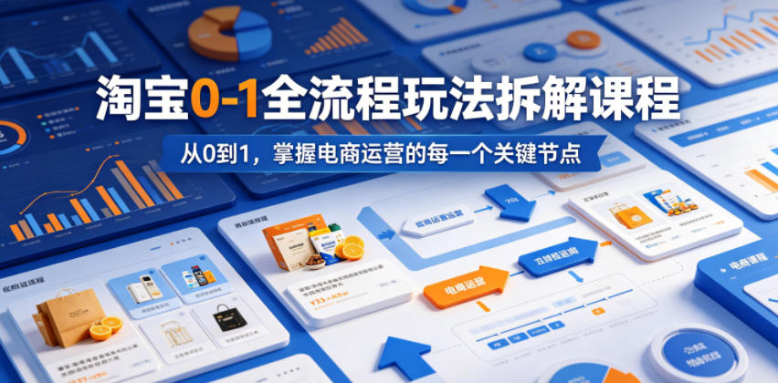 淘宝0-1全流程玩法拆解课程,从0到1,掌握电商运营的每一个关键节点祝你网--专注互联网创业.信息差副业研究拒绝割韭菜祝你网