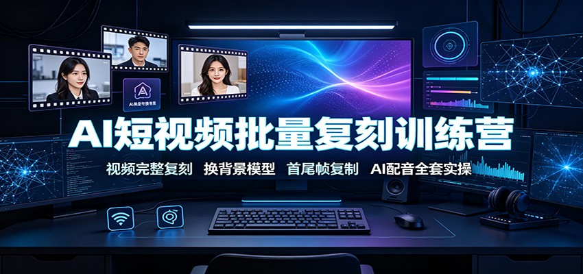 AI短视频批量复刻训练营：视频完整复刻，换背景模型、首尾帧复制、AI配音全套实操祝你网--专注互联网创业.信息差副业研究拒绝割韭菜祝你网