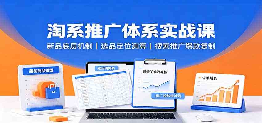 淘系推广体系实战课:新品底层机制,选品定位测算,搜索推广爆款复制祝你网--专注互联网创业.信息差副业研究拒绝割韭菜祝你网