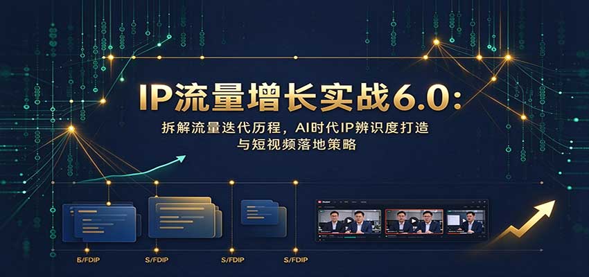 IP流量增长实战6.0:拆解流量迭代历程,AI时代IP辨识度打造与短视频落地策略祝你网--专注互联网创业.信息差副业研究拒绝割韭菜祝你网