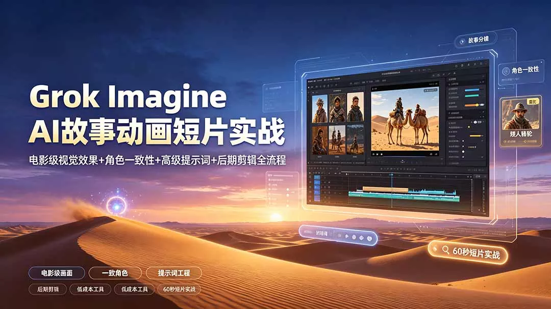 Grok Imagine AI故事动画短片实战:电影级视觉效果+角色一致性+高级提示词+后期剪辑全流程祝你网--专注互联网创业.信息差副业研究拒绝割韭菜祝你网