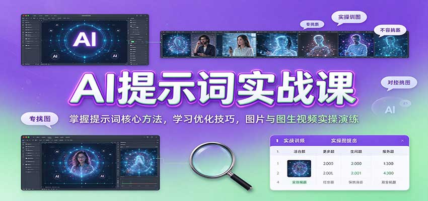85a14bc0d93df3f77fdff070d7d611a9.jpeg AI提示词实战课:掌握提示词核心方法,学习优化技巧,图片与图生视频实操演练