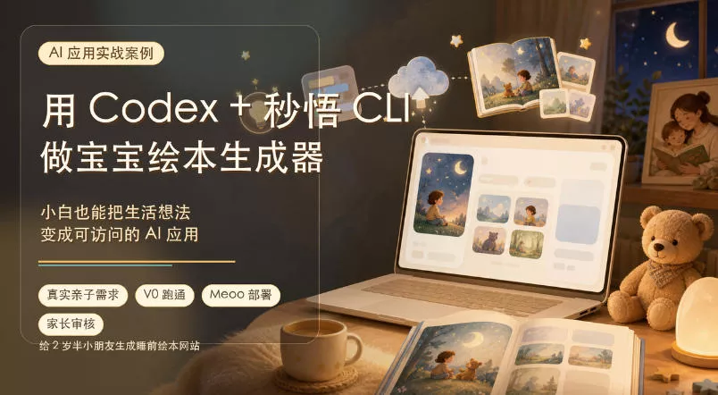 AI应用实战案例,用Codex+秒悟CLl做宝宝绘本生成器,小白也能把生活想法变成可访问的AI应用祝你网--专注互联网创业.信息差副业研究拒绝割韭菜祝你网