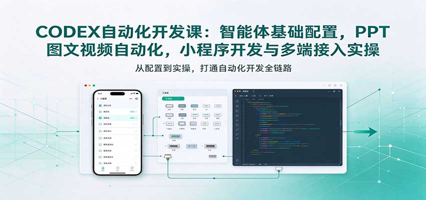 CODEX自动化开发课：智能体基础配置，PPT图文视频自动化，小程序开发与多端接入实操祝你网--专注互联网创业.信息差副业研究拒绝割韭菜祝你网
