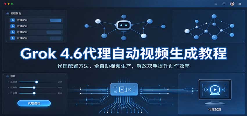 877771e57d3b477a27fdd1537f3f44e5.jpeg Grok 4.6代理自动视频生成教程:代理配置方法,全自动视频生产,解放双手提升创作效率
