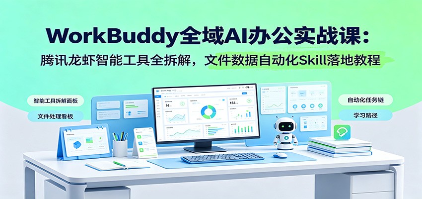WorkBuddy全域AI办公实战课:腾讯龙虾智能工具全拆解,文件数据自动化Skill落地教程祝你网--专注互联网创业.信息差副业研究拒绝割韭菜祝你网