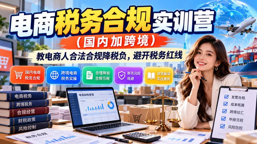 884b902a10dff77ca98d7efe4dd30a27.webp 电商税务合规实训营(国内加跨境),教电商人合法合规降税负,避开税务红线