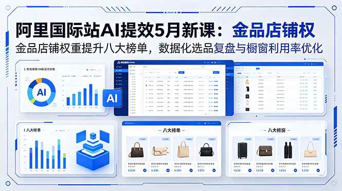 （18556期）阿里国际站AI提效5月新课：金品店铺权重提升八大榜单，数据化选品复盘与橱窗利用率优化祝你网--专注互联网创业.信息差副业研究拒绝割韭菜祝你网
