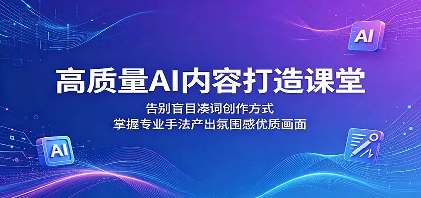 高质量AI内容打造课堂：告别盲目凑词创作方式，掌握专业手法产出氛围感优质画面祝你网--专注互联网创业.信息差副业研究拒绝割韭菜祝你网