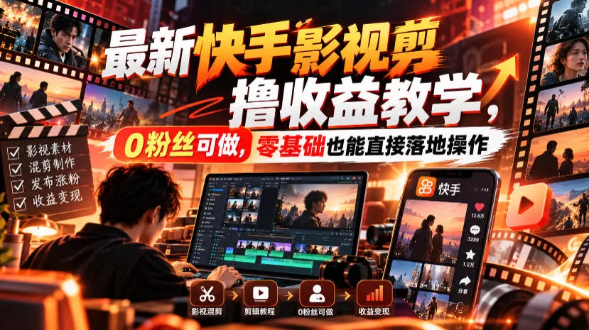 893f27424d2a9cad0ddb0acb2ab19fbb.webp 最新快手影视混剪撸收益教学,0粉丝可做,零基础也能直接落地操作