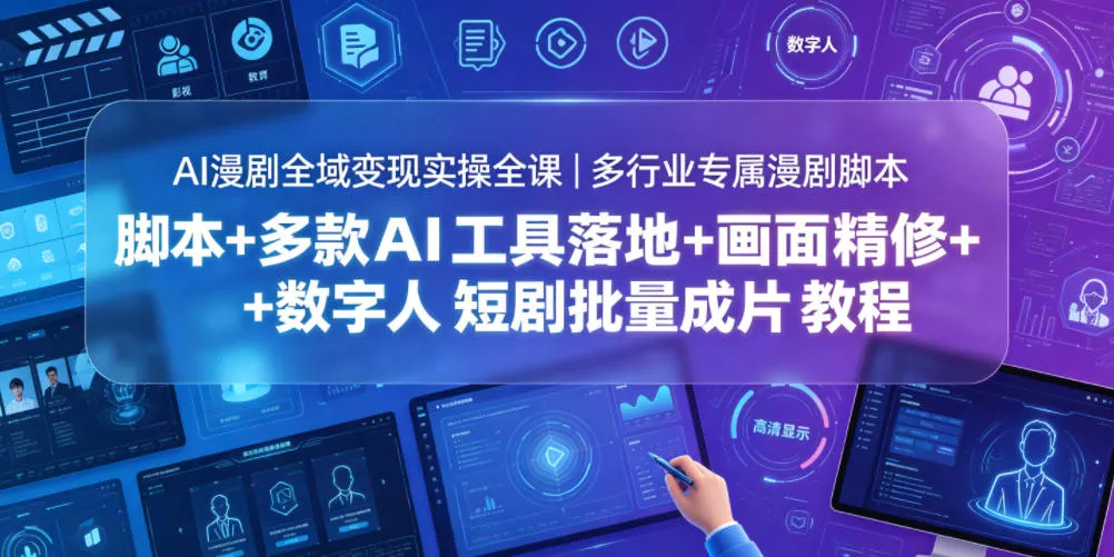 AI漫剧全域变现实操全课|多行业专属漫剧脚本+多款AI工具落地+画面精修+数字人短剧批量成片全教程祝你网--专注互联网创业.信息差副业研究拒绝割韭菜祝你网