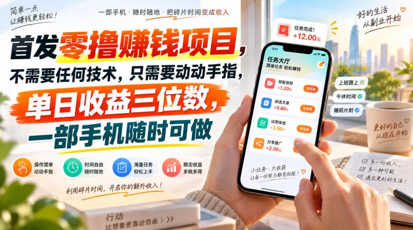 首发零撸賺钱项目，不需要任何技术，只需要动动手指，单日收益三位数，一部手机随时可做【揭秘】祝你网--专注互联网创业.信息差副业研究拒绝割韭菜祝你网