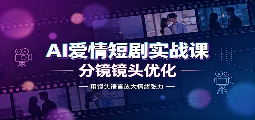 AI爱情短剧实战课:故事剧本创作,分镜镜头优化,智能体提示词祝你网--专注互联网创业.信息差副业研究拒绝割韭菜祝你网
