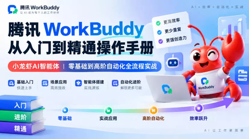 腾讯WorkBuddy从入门到精通操作手册|小龙虾AI智能体,零基础到高阶自动化全流程实战【文档】祝你网--专注互联网创业.信息差副业研究拒绝割韭菜祝你网
