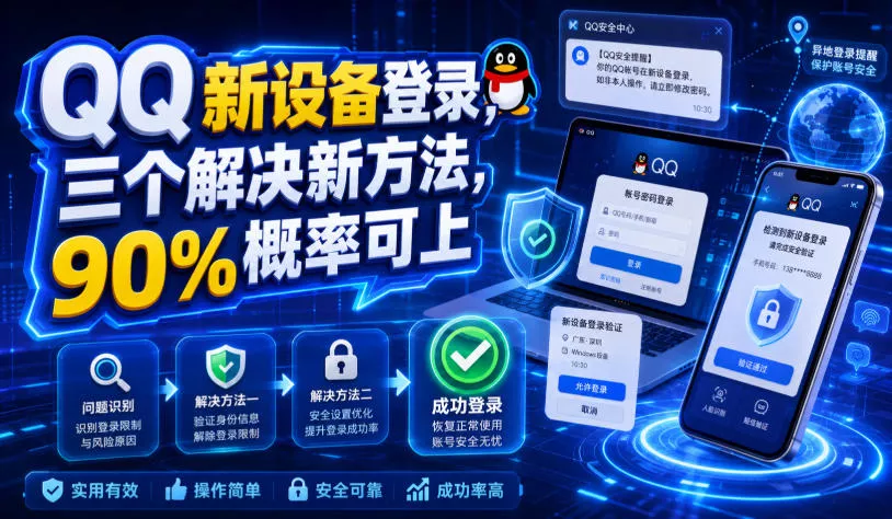 QQ新设备登录,三个解决新方法,90%概率可上祝你网--专注互联网创业.信息差副业研究拒绝割韭菜祝你网