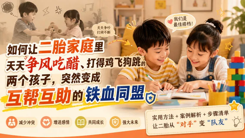 付费文章：如何让二胎家庭里天天争风吃醋、打得鸡飞狗跳的两个孩子，突然变成互帮互助的铁血同盟？祝你网--专注互联网创业.信息差副业研究拒绝割韭菜祝你网
