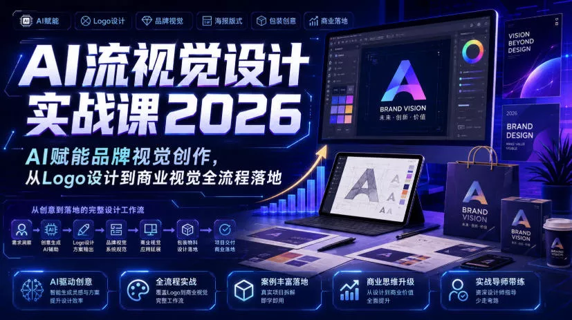 8cd53f54d5b0f129282abe7357922e0f.webp AI流视觉设计实战课2026:AI赋能品牌视觉创作,从Logo设计到商业视觉全流程落地