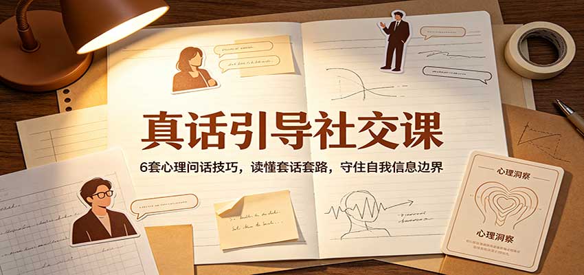 真话引导社交课：6套心理问话技巧，读懂套话套路，守住自我信息边界祝你网--专注互联网创业.信息差副业研究拒绝割韭菜祝你网