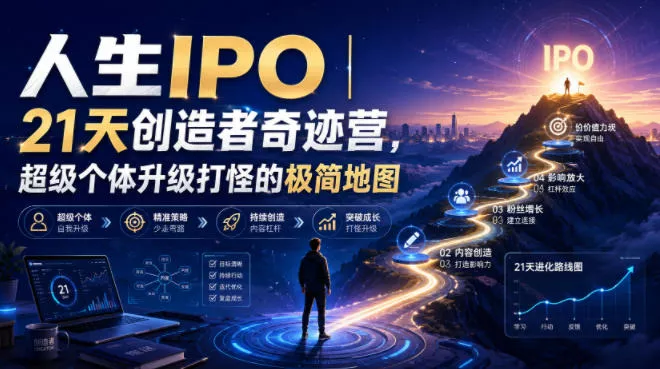 人生IPO︱21天创造者奇迹营,超级个体升级打怪的极简地图祝你网--专注互联网创业.信息差副业研究拒绝割韭菜祝你网