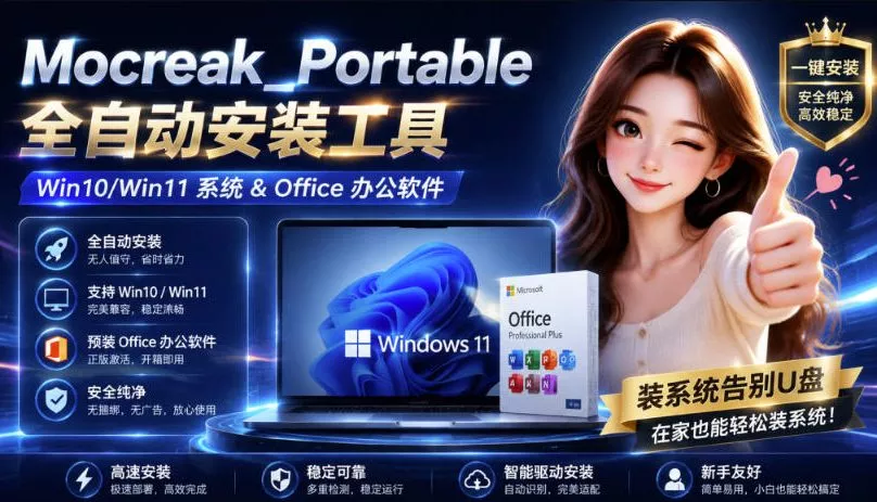 Mocreak全自动安装office和win10、win11系统,告别U盘装系统,使用安全可靠祝你网--专注互联网创业.信息差副业研究拒绝割韭菜祝你网