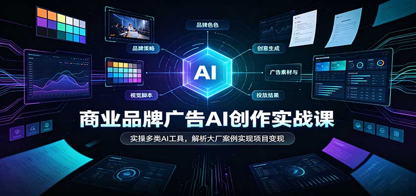 商业品牌广告AI创作实战课:实操多类AI工具,解析大厂案例实现项目变现祝你网--专注互联网创业.信息差副业研究拒绝割韭菜祝你网