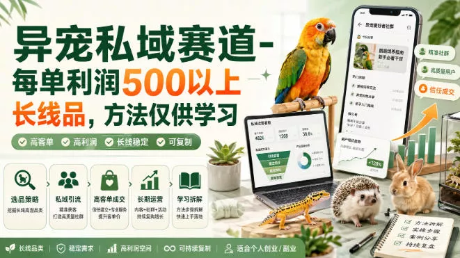 异宠私域赛道-每单利润500以上长线品,方法仅供学习祝你网--专注互联网创业.信息差副业研究拒绝割韭菜祝你网
