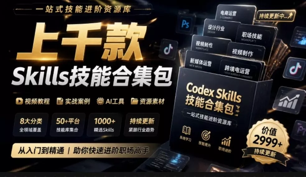 真值得收藏了,这次!上千款AI Skills技能直接被人打包好了,给AI工具备下了一整间技能商店祝你网--专注互联网创业.信息差副业研究拒绝割韭菜祝你网
