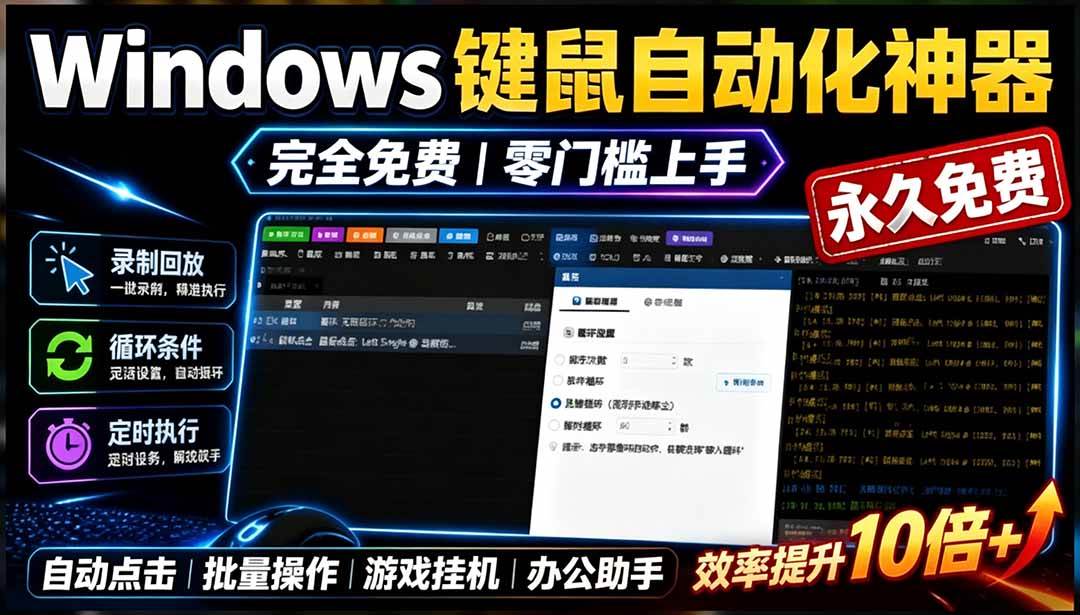(19423期)专业Windows键鼠自动化工具,免费永久使用,告别重复操作,小白也能快速创建自动化脚本 点点精灵祝你网--专注互联网创业.信息差副业研究拒绝割韭菜祝你网