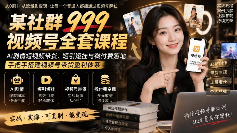 8f0d564d7f2f09ec38d95c6ad96dfb6e.webp 某社群999视频号全套课程,AI剧情短视频带货、短引短挂与微付费落地,手把手搭建视频号带货盈利体系