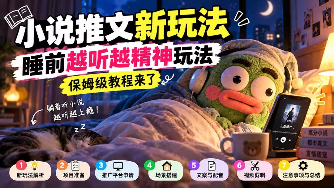 小说推文新玩法,睡前越听越精神玩法,保姆级教程来了祝你网--专注互联网创业.信息差副业研究拒绝割韭菜祝你网