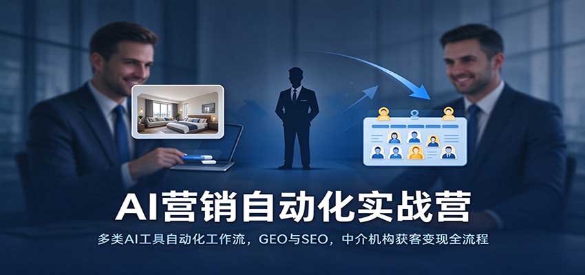 AI营销自动化实战营：多类AI工具自动化工作流，GEO与SEO，中介机构获客变现全流程祝你网--专注互联网创业.信息差副业研究拒绝割韭菜祝你网