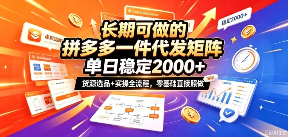 914d55fbbfe24c452a91bf65275dd11a.webp 长期可做的拼多多一件代发矩阵,单日稳定2k+,货源选品+实操全流程,零基础直接照做【揭秘】