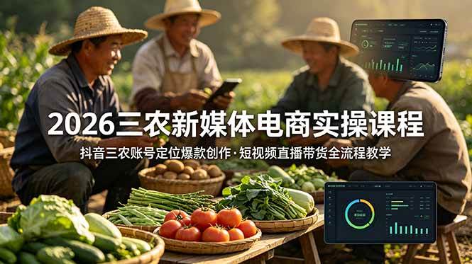 (18991期)2026三农新媒体电商实操课程:抖音三农账号定位爆款创作,短视频直播带货全流程教学祝你网--专注互联网创业.信息差副业研究拒绝割韭菜祝你网