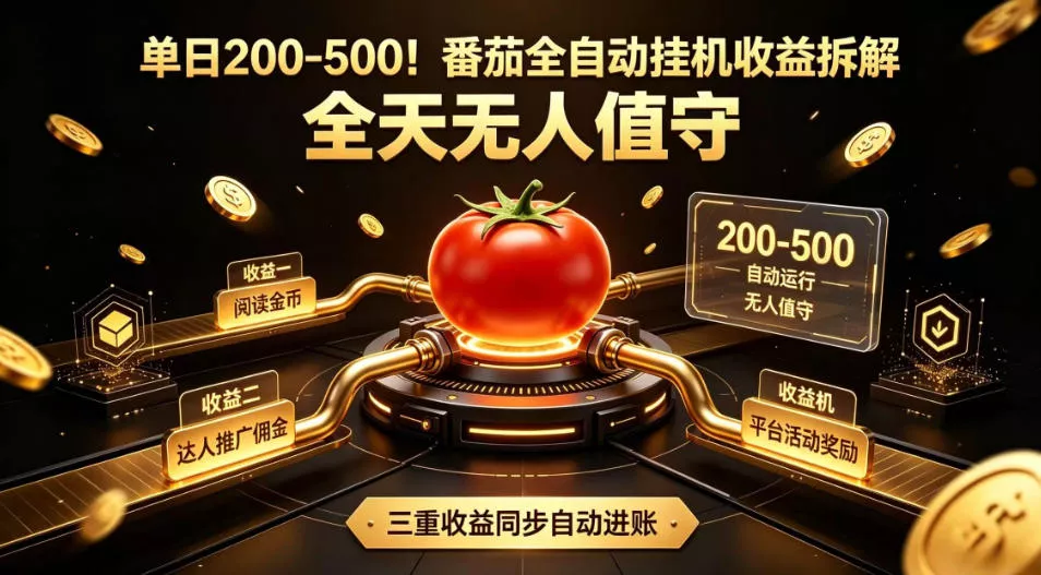 单日200-500!番茄全自动挂G收益拆解,全天无人值守,矩阵操作收益翻倍【揭秘】祝你网--专注互联网创业.信息差副业研究拒绝割韭菜祝你网