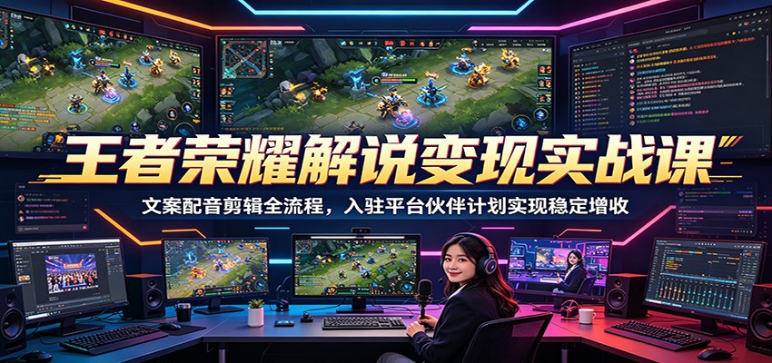 王者荣耀解说变现实战课:文案配音剪辑全流程,入驻平台伙伴计划实现稳定增收祝你网--专注互联网创业.信息差副业研究拒绝割韭菜祝你网