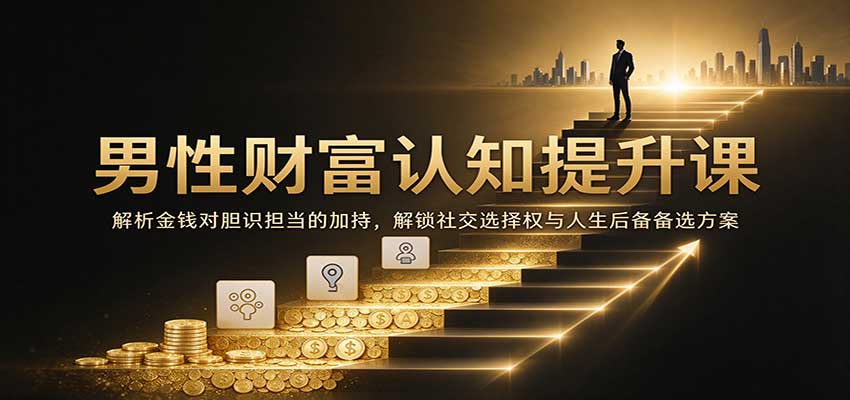 男性财富认知提升课：解析金钱对胆识担当的加持，解锁社交选择权与人生后备备选方案祝你网--专注互联网创业.信息差副业研究拒绝割韭菜祝你网
