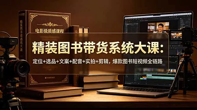 精装图书带货系统大课:定位+选品+文案+配音+实拍+剪辑,爆款图书短视频全链路祝你网--专注互联网创业.信息差副业研究拒绝割韭菜祝你网
