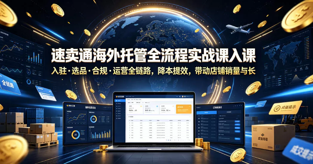 速卖通海外托管全流程实战课入驻・选品・合规・运营全链路，降本提效，带动店铺销量与收益增长祝你网--专注互联网创业.信息差副业研究拒绝割韭菜祝你网