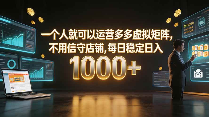 94f66f30221aa43a91b6063b1ae19ed4.jpeg (19622期)一个人就可以运营多多虚拟矩阵,不用值守店铺,每日稳定日入 1000+