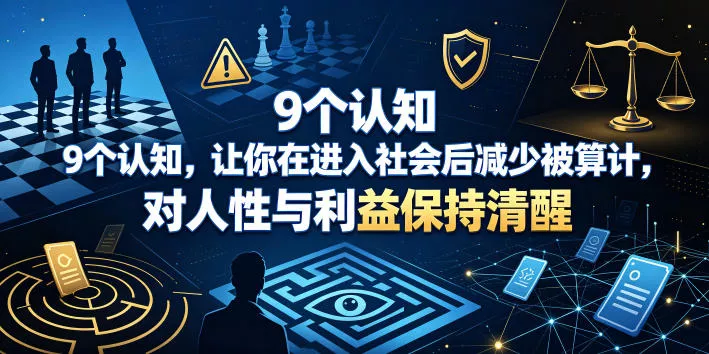 付费文章：9个认知，让你在进入社会后减少被算计，对人性与利益保持清醒祝你网--专注互联网创业.信息差副业研究拒绝割韭菜祝你网