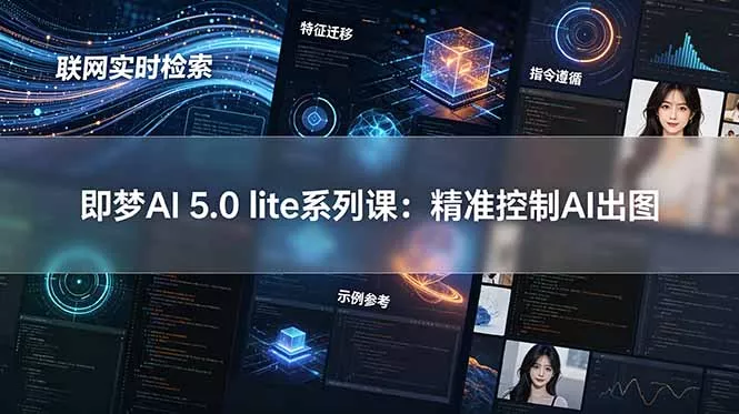 即梦AI 5.0 lite实战课:联网实时检索+特征迁移+指令遵循+示例参考,精准控制AI出图祝你网--专注互联网创业.信息差副业研究拒绝割韭菜祝你网