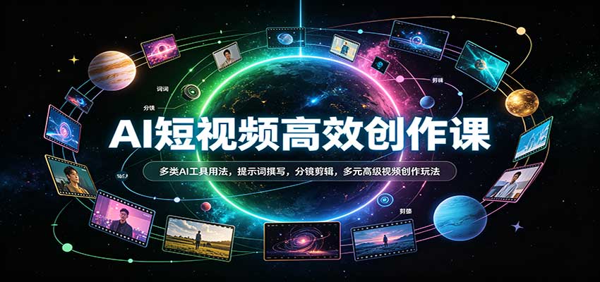970f6392aac076b2f3442aca9ceca85d.jpeg AI短视频高效创作课:多类AI工具用法,提示词撰写,分镜剪辑,多元高级视频创作玩法