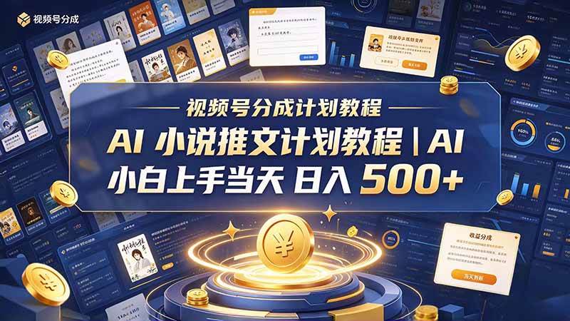 9725a99ae29a8a4a542b8d1ebf08b201.jpeg (20937期)最新视频号分成计划教程|AI 小说推文,小白上手当天日入 500+