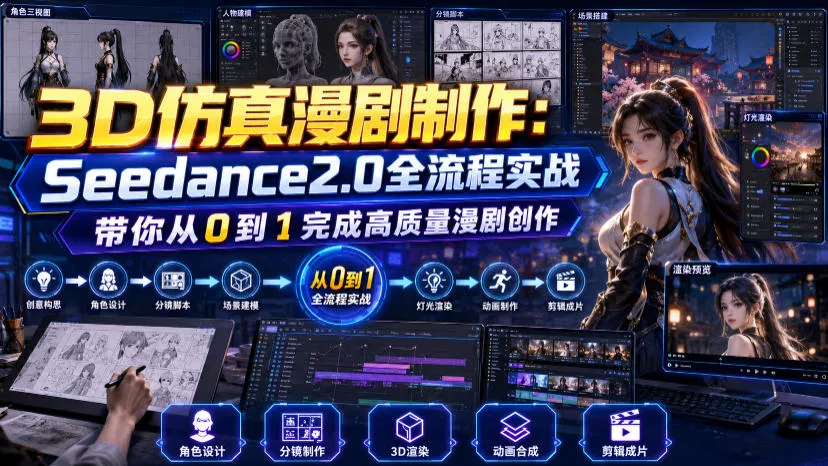 976d6f2fcf055220e34de3ba1181a4ec.webp 3D仿真漫剧制作:Seedance2.0全流程实战,带你从0到1完成高质量漫剧创作