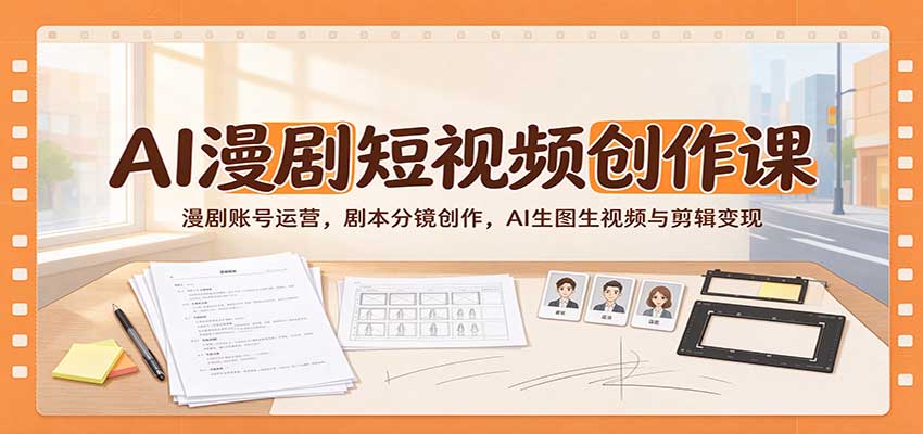 AI漫剧短视频创作课:漫剧账号运营,剧本分镜创作,AI生图生视频与剪辑变现祝你网--专注互联网创业.信息差副业研究拒绝割韭菜祝你网